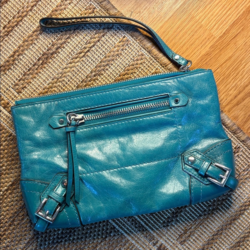 Chic Michael Kors Teal Leather purse with Wristlet
